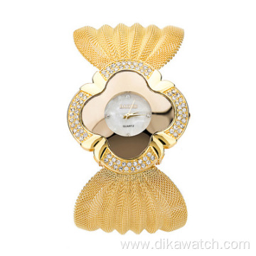 2021 Hot-sell Women's Watch Golden Luxury Bright Diamond Mesh Bracelet Women's Fashion Quartz Watches